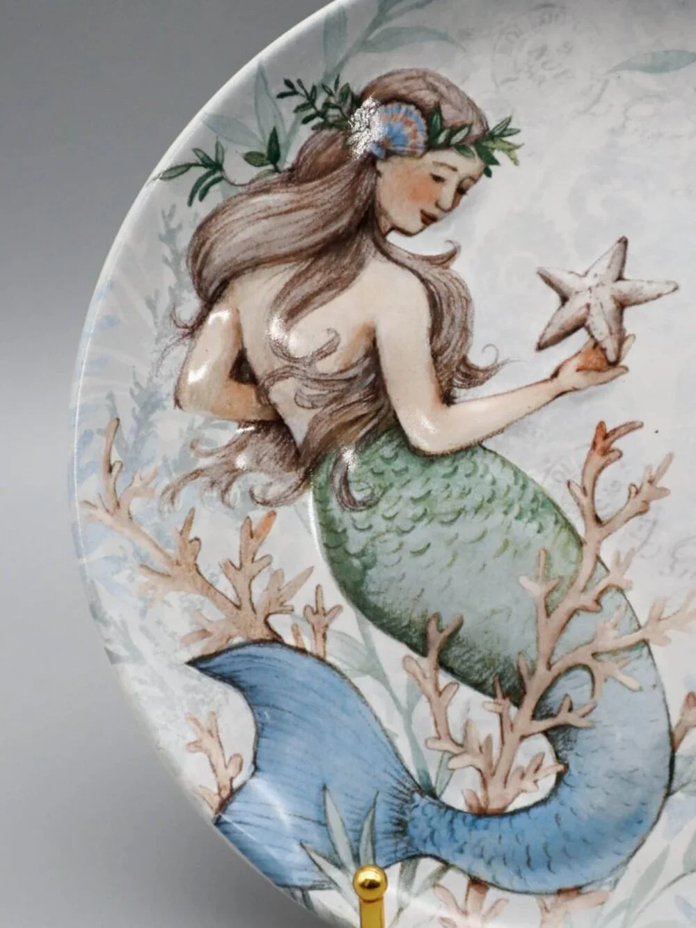 Cracker Barrel Susan Winget Stoneware Mermaid Seashell Salad Plate Coastal